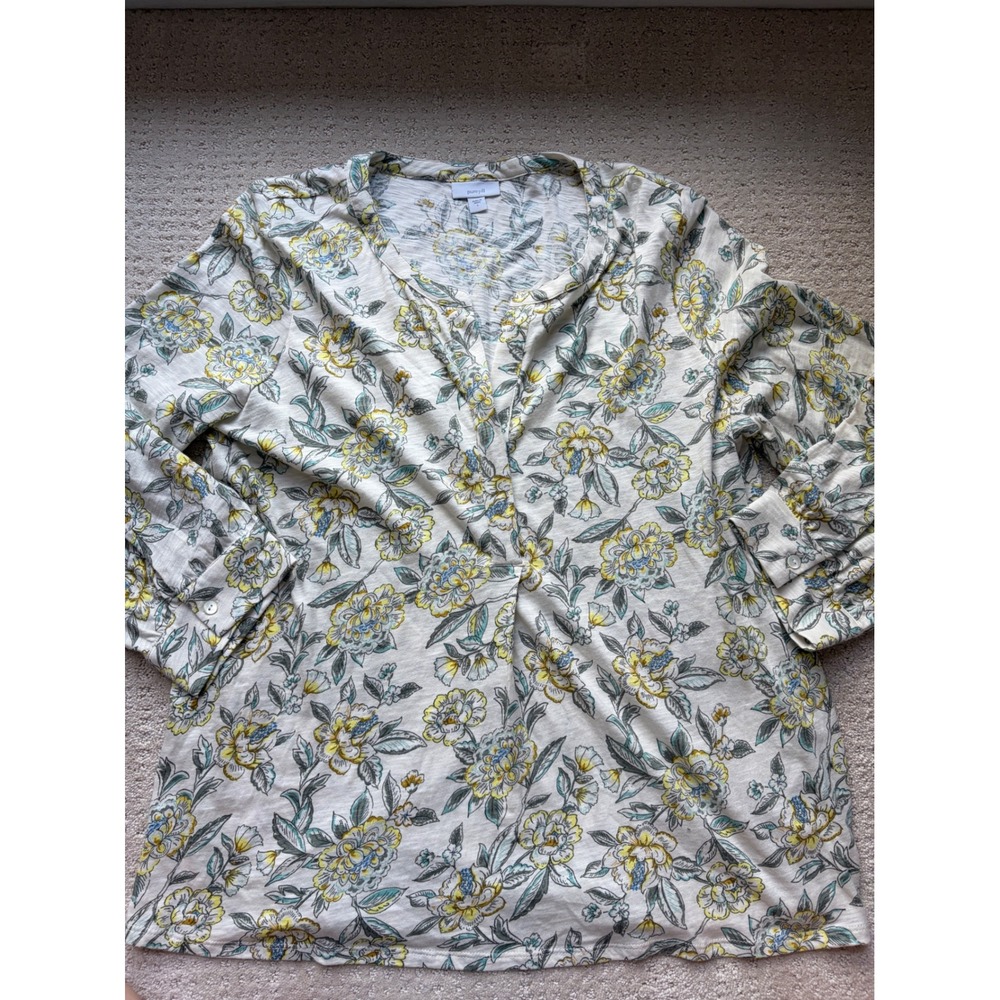 Pure Jill J. Jill Tunic Top Large Floral Cotton Modal Botanical CottageCore